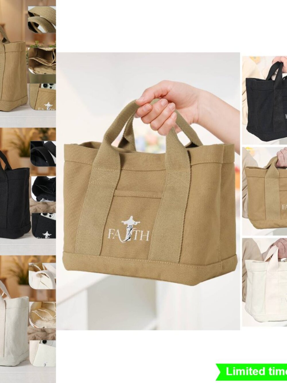 Canvas Handbag Faith Design Daily Use Tote